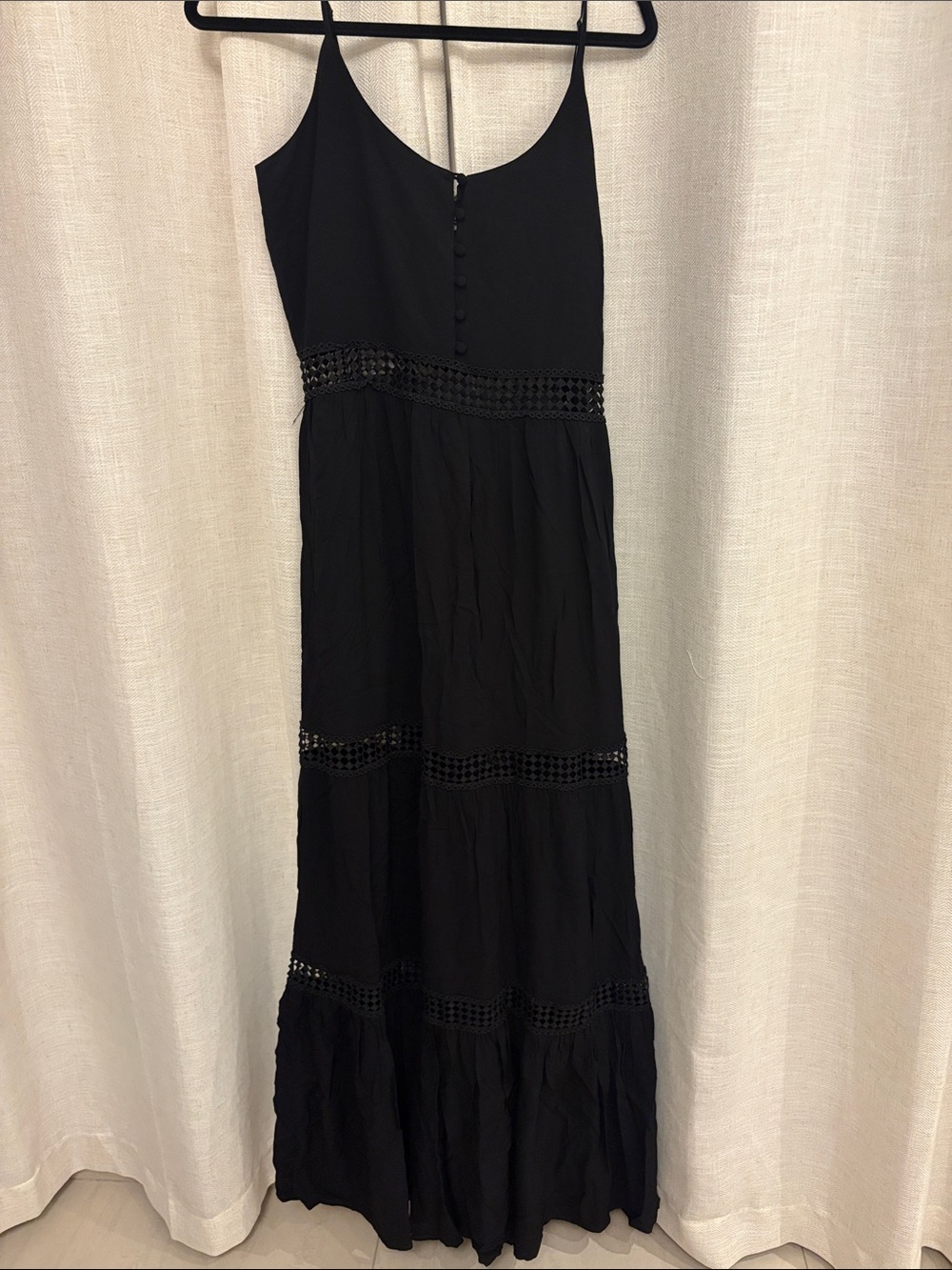 Jack by BB Dakota Black Spaghetti-Strap Maxi Dress with Crochet Panels